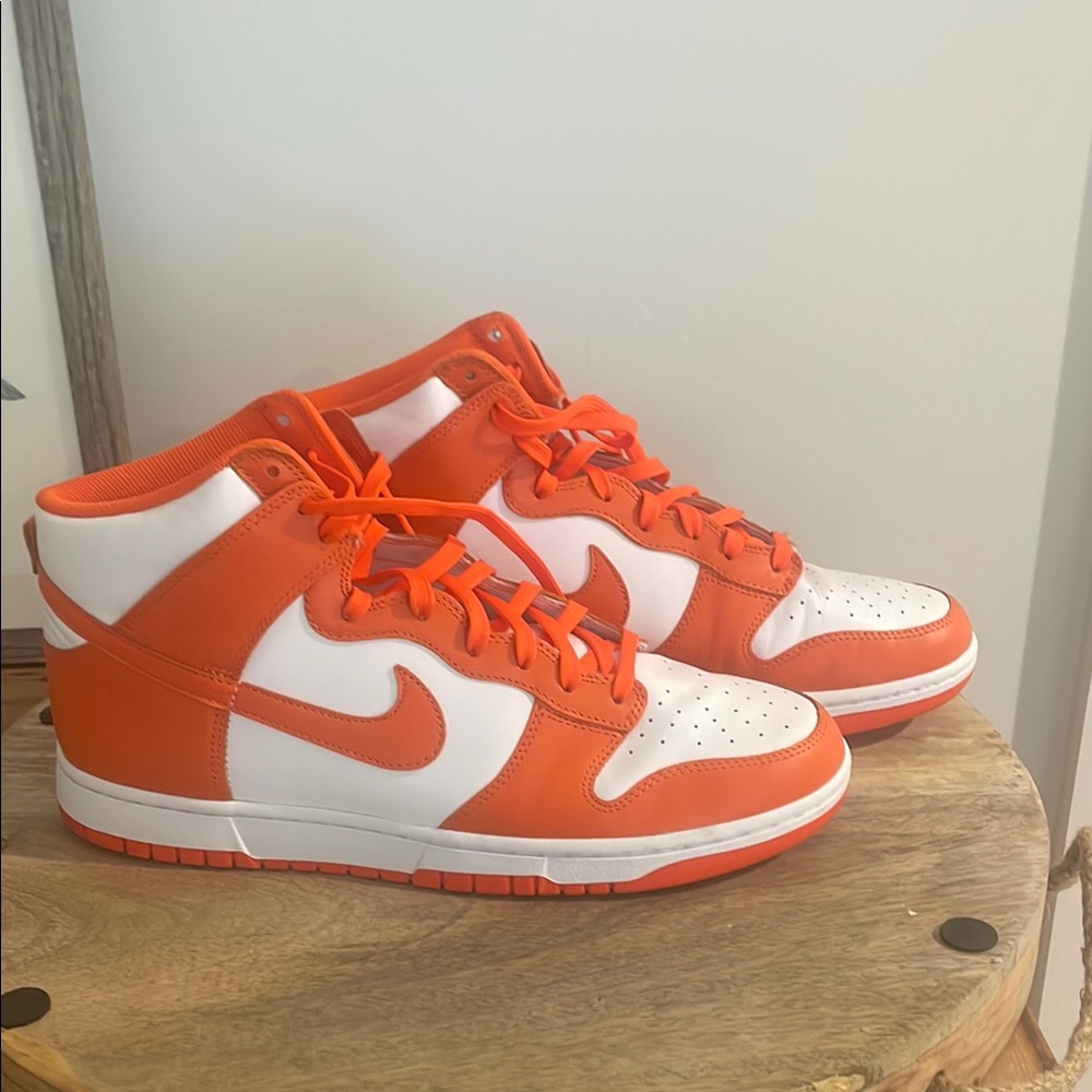 Nike Dunks High-Top Sneakers in Orange and White